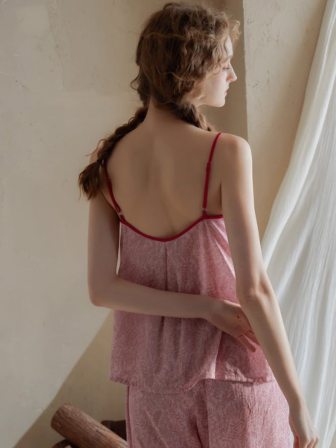 Vintage Ribbon-Tie Pajama Set