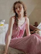 Vintage Ribbon-Tie Pajama Set