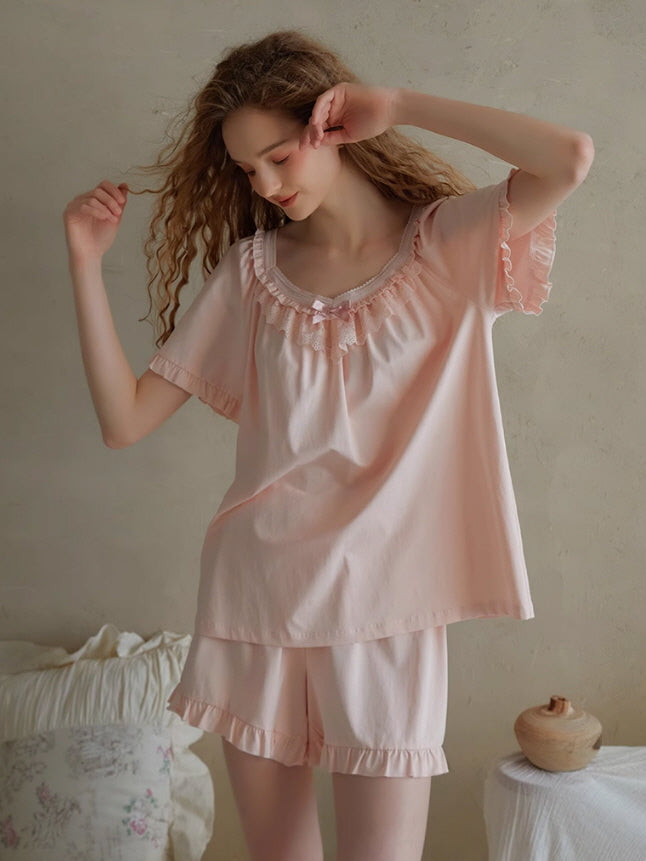 Soft Ruffle Cotton Pajama Set