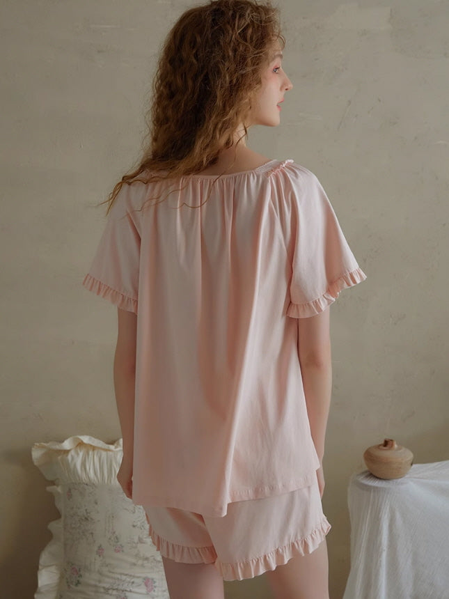 Soft Ruffle Cotton Pajama Set