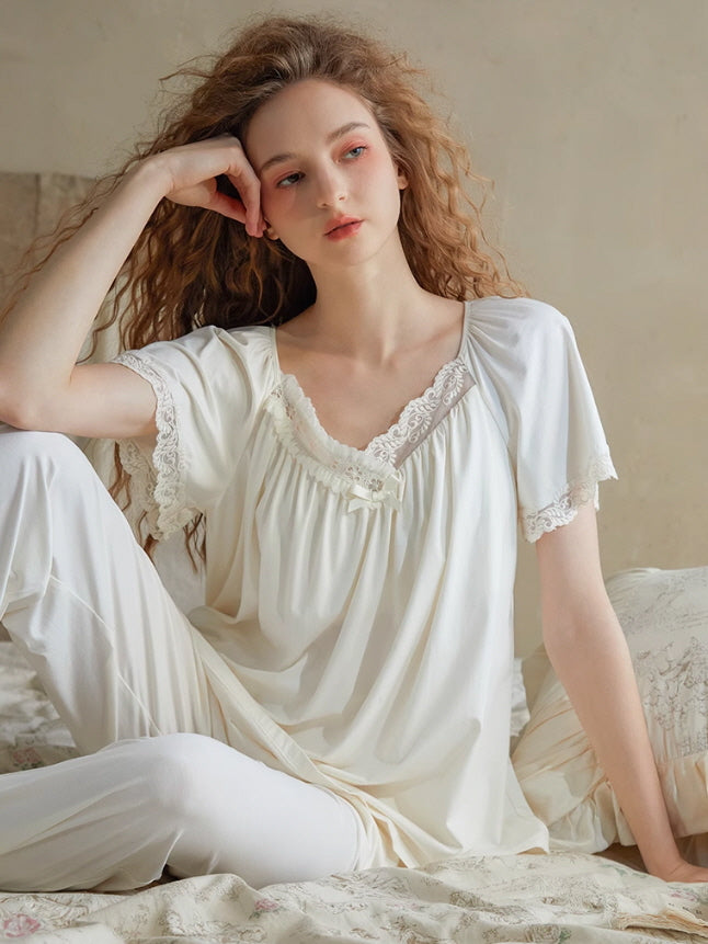 Soft Lace-Trimmed Pajama Set