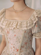 Oil Painting Bloom Lace Dress