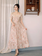 Oil Painting Bloom Lace Dress