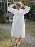 Fountain Embroidery Ramie Dress