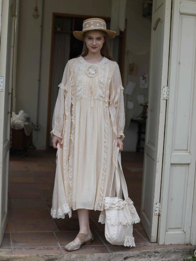 Forest Bloom Ramie Embroidered Dress