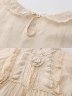 Forest Bloom Ramie Embroidered Dress