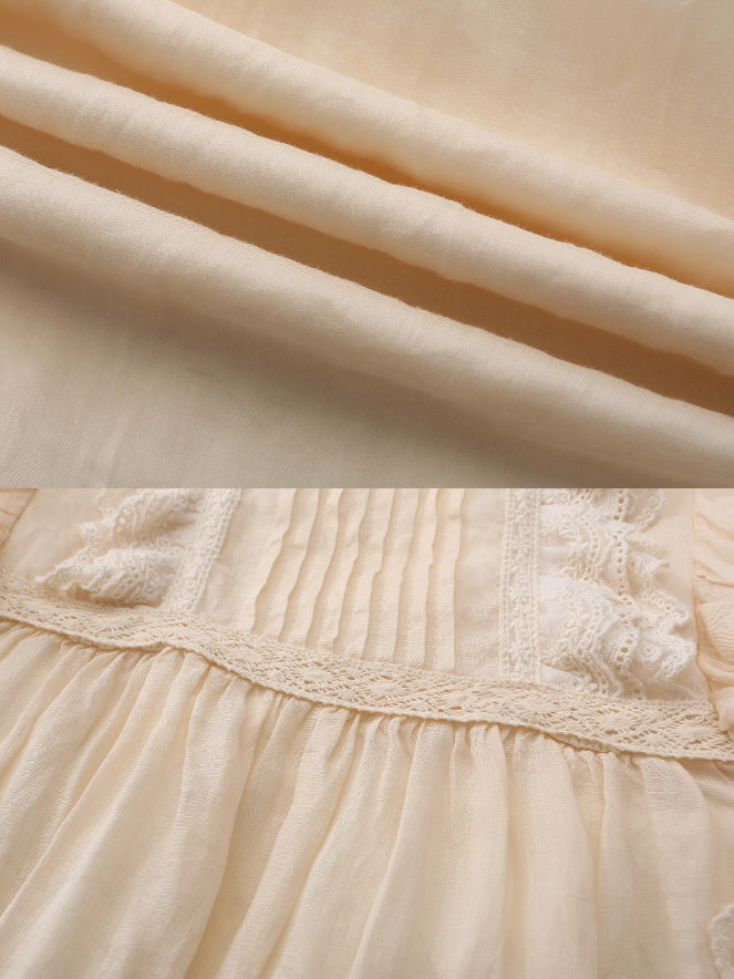 Forest Bloom Ramie Embroidered Dress