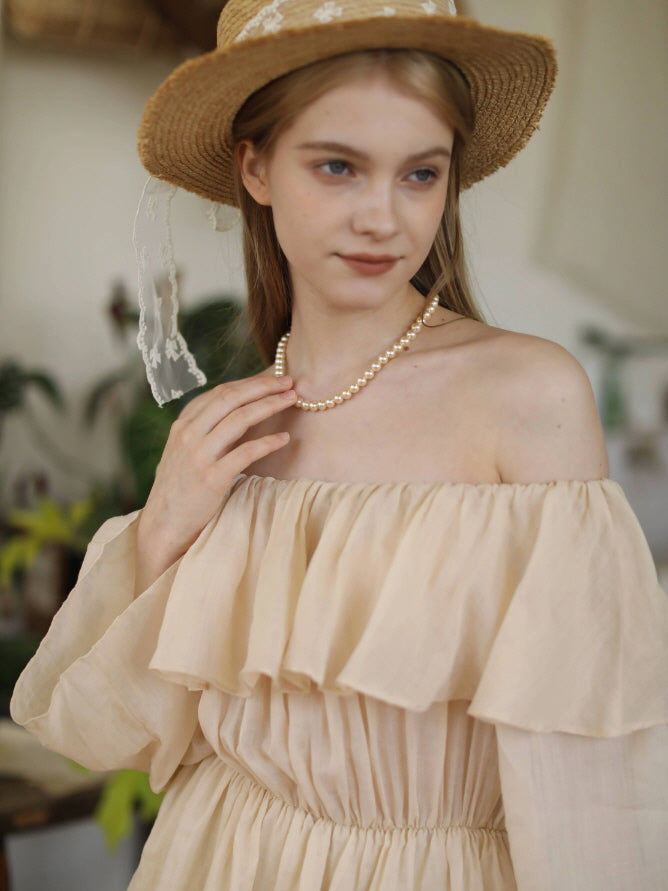 Sunlit Ruffle Linen Dress