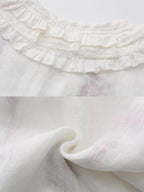 Flower Basket Embroidery Linen Blouse