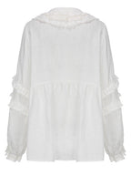 Flower Basket Embroidery Linen Blouse