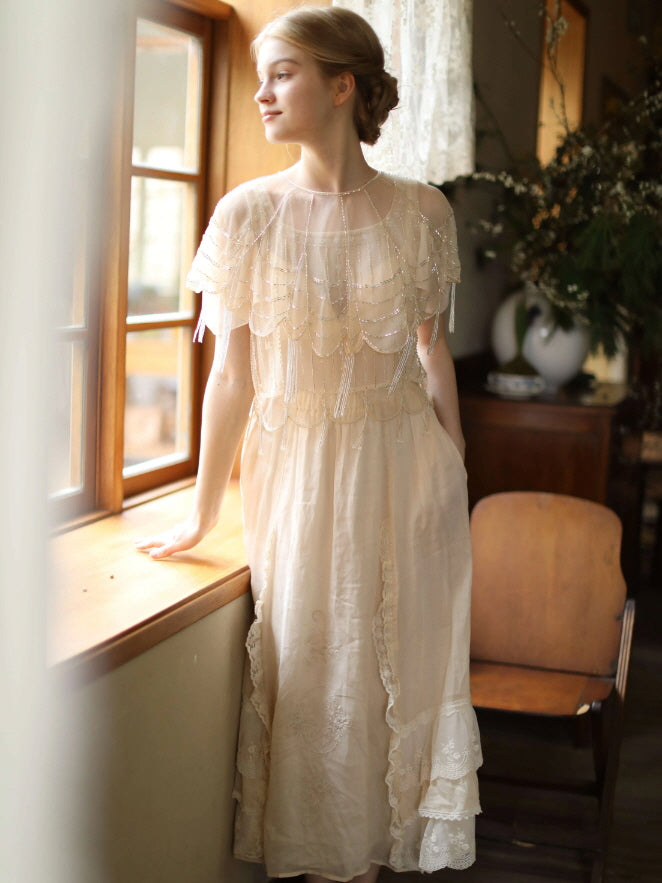 Moonlight Garden Beaded Cold Shoulder Top