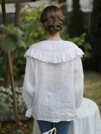 Romantic Broderie Ruffle Collar Blouse