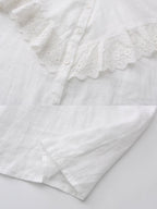 Romantic Broderie Ruffle Collar Blouse