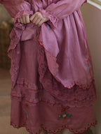 Embroidered Basket Hem Skirt