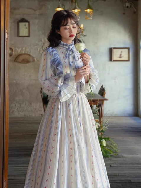Bluebell Stripe Cottagecore Dress