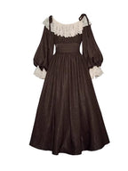 Mocha Reverie Vintage Lace Long Dress
