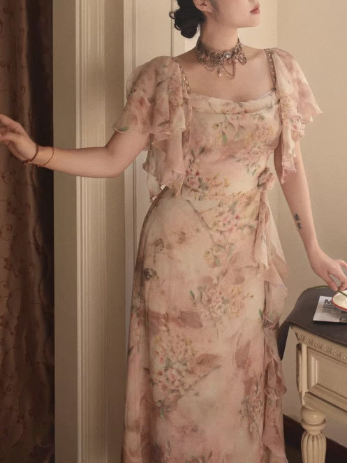 Whispering Petals Chiffon Dress