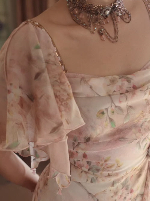 Whispering Petals Chiffon Dress