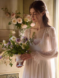 Sheer Veil White Lace Princess Nightgown