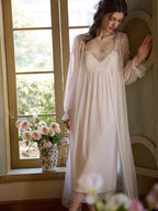 Sheer Veil White Lace Princess Nightgown