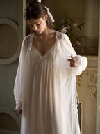 Whispering Lace White Nightgown Set