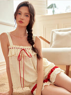 Cream Ruffle Camisole Set