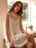 Lace Collar Antique White Nightgown
