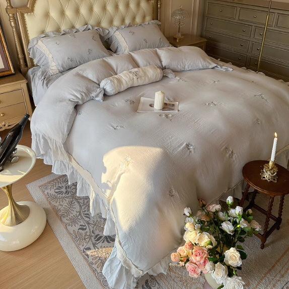 Romantic Blue Rose Cotton Bedding Set