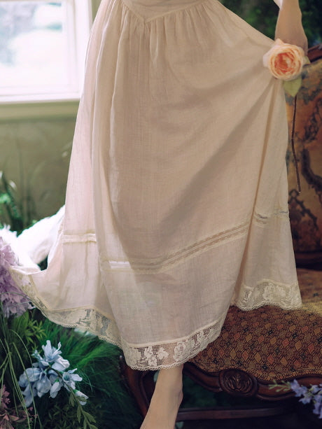 Blush Pearl‑Detail Lace Trim Dress
