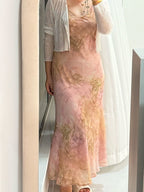 Plus Size Blush Watercolor Beaded Slip Dress