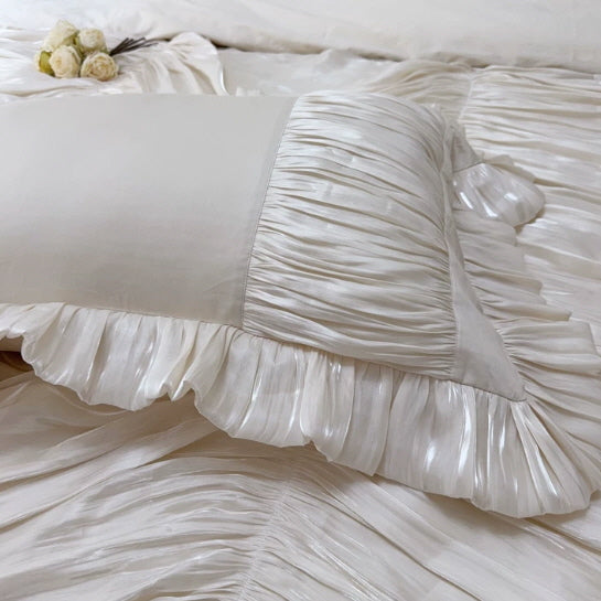 Ivory Bow Ruffle Bedding Set
