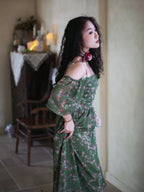 Enchanted Garden Green Floral Fairycore Dress