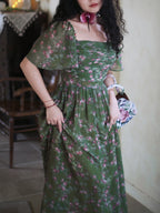 Enchanted Garden Green Floral Fairycore Dress