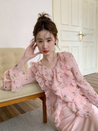 Blush Ruffle Floral Blouse