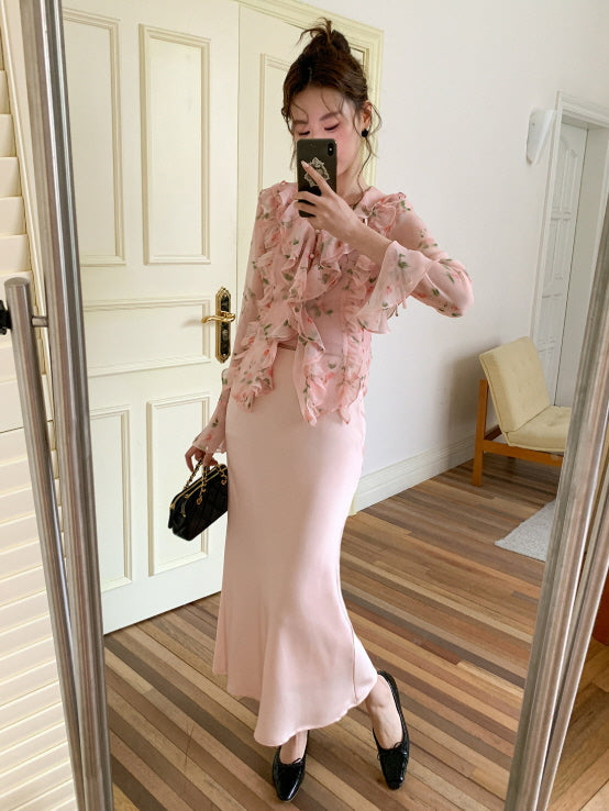 Blush Ruffle Floral Blouse