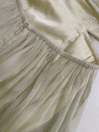 Sage Whisper Ruffle Chiffon Dress