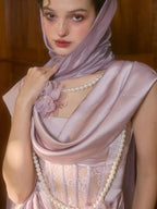 Fairytale Pearl Blossom Satin Dress