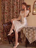 Ivory Lace-Up Satin Corset Dress