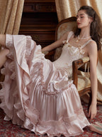 Blush Satin Ruffle Skirt