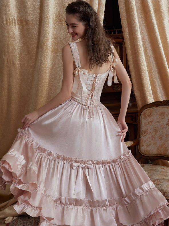 Romantic Vintage Pearl Ribbon Corset