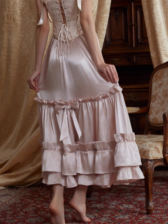 Blush Satin Ruffle Skirt