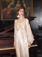 Golden Goddess Satin Lace Dress