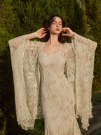 Butterfly Queen Gold Embroidered Lace Dress