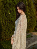 Butterfly Queen Gold Embroidered Lace Dress