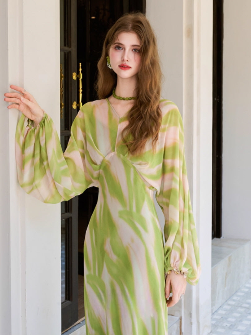 Whispering Meadow Green Flow Maxi Dress