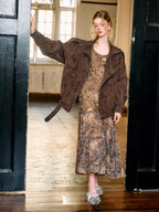 Autumn Vintage Floral Brown Maxi Dress