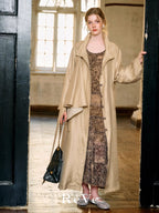 Autumn Vintage Floral Brown Maxi Dress