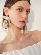 Vintage Floral Lace Ribbon Earrings