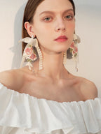 Vintage Floral Lace Ribbon Earrings