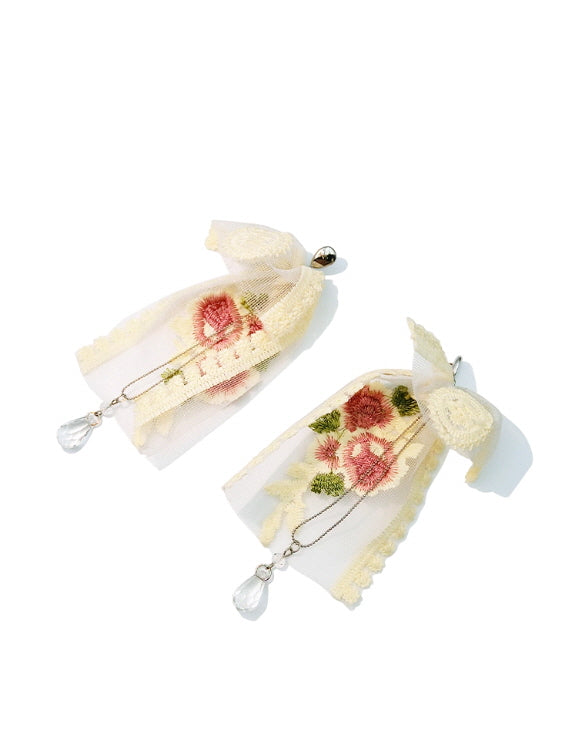 Vintage Floral Lace Ribbon Earrings